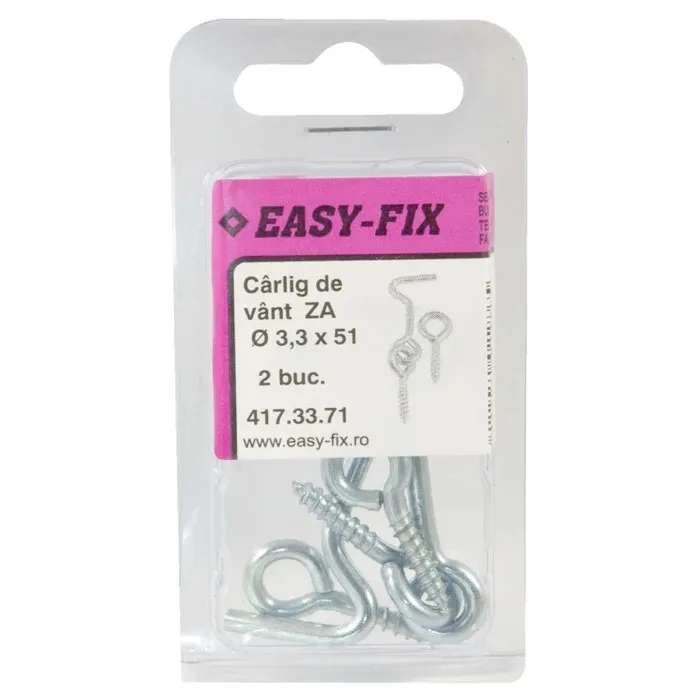 Carlige de vant, din zincat alb, D 3.3 x 51 mm, set 2 bucati