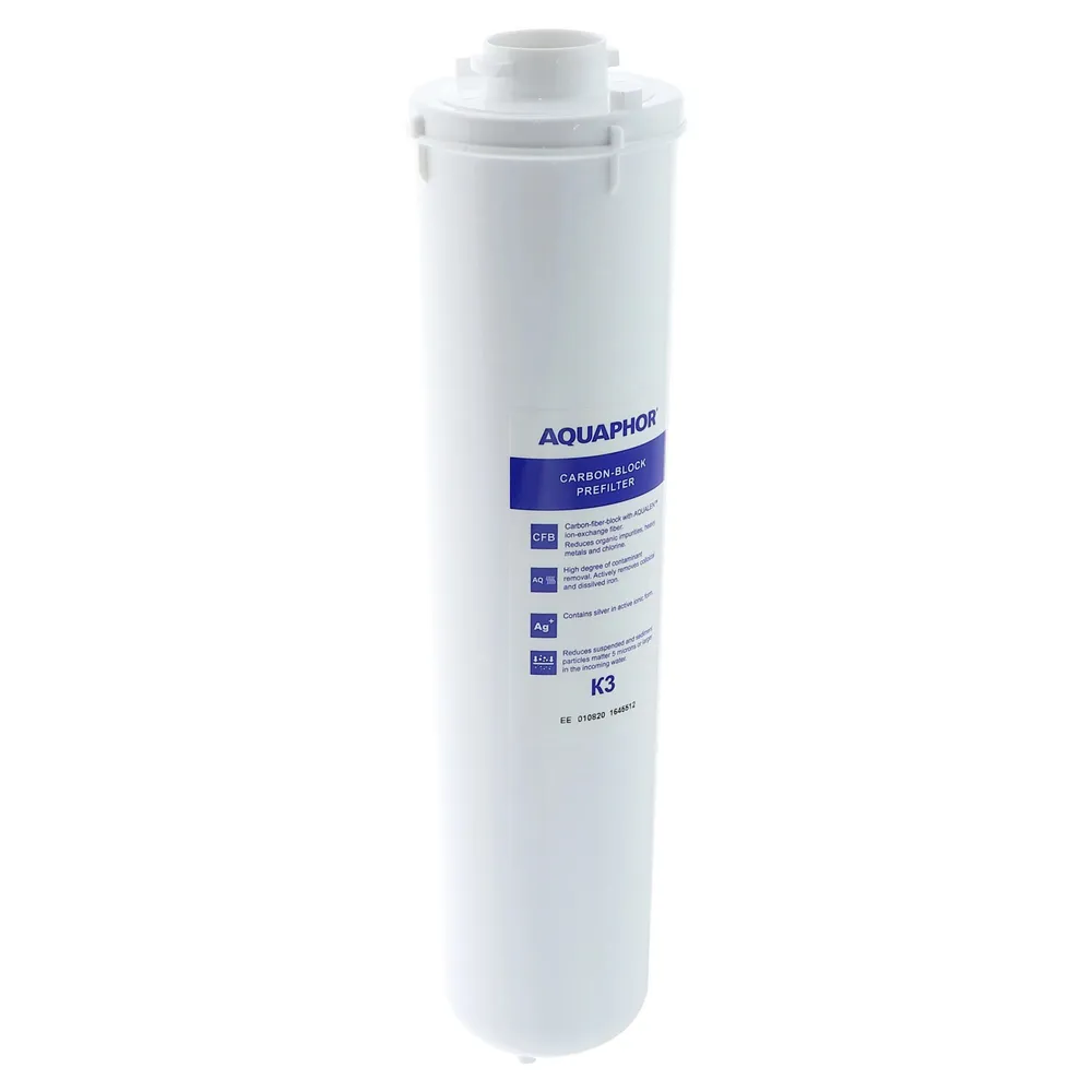 Cartus filtrare apa Aquaphor K3, K1-03, carbune activ, pentru sistem filtrare, filtrare clor activ/produse petroliere/fenol/pesticide/metale grele/impuritati mecanice > 5 microni, 2.5 l/min, 5 microni