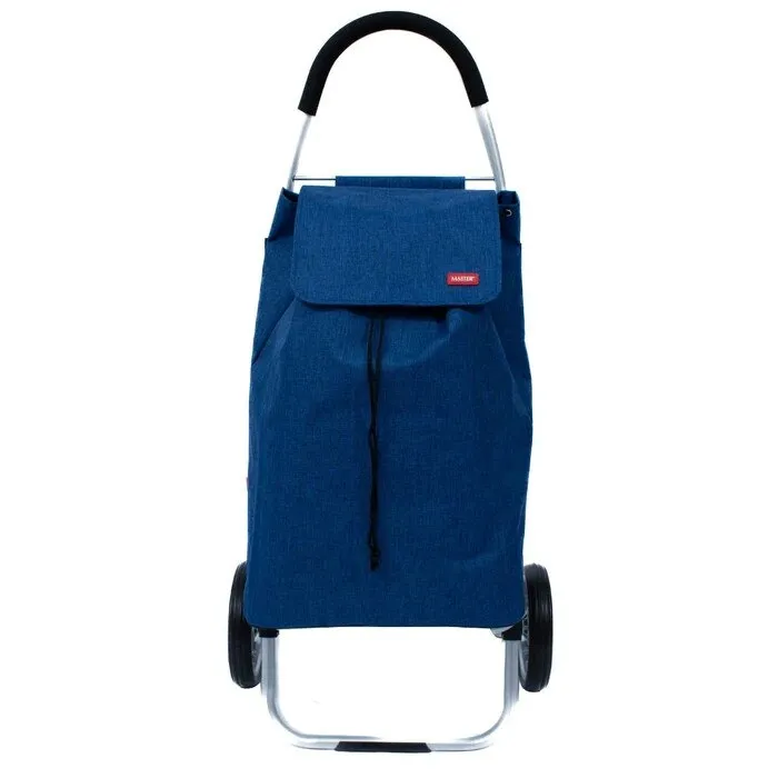 Carucior de cumparaturi cu 2 roti, sacosa, pliabil, din material textil, albastru, 50 L, Master