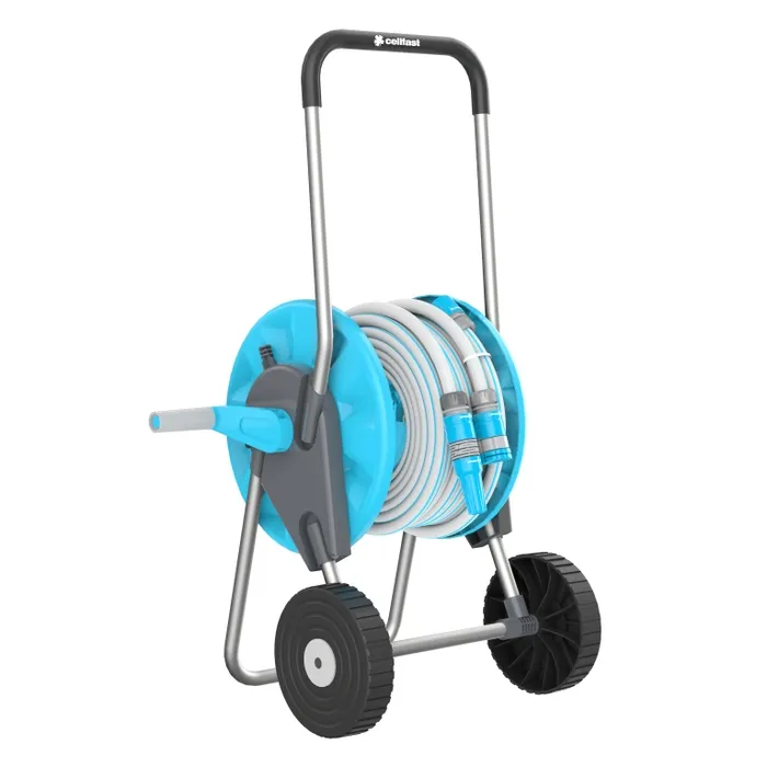 Carucior pentru furtun Cell Fast Aluplus + furtun pentru gradina, 20 m + conectori