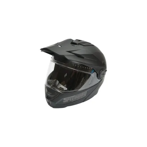Casca motocross integrala negru mat cu viziera transparenta si ochelari de soare marimea XL Lion