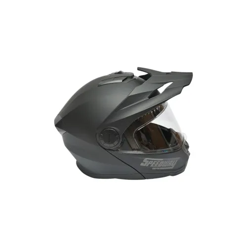 Casca motocross integrala negru mat cu viziera transparenta si ochelari de soare marimea XL Lion — imaginea 4