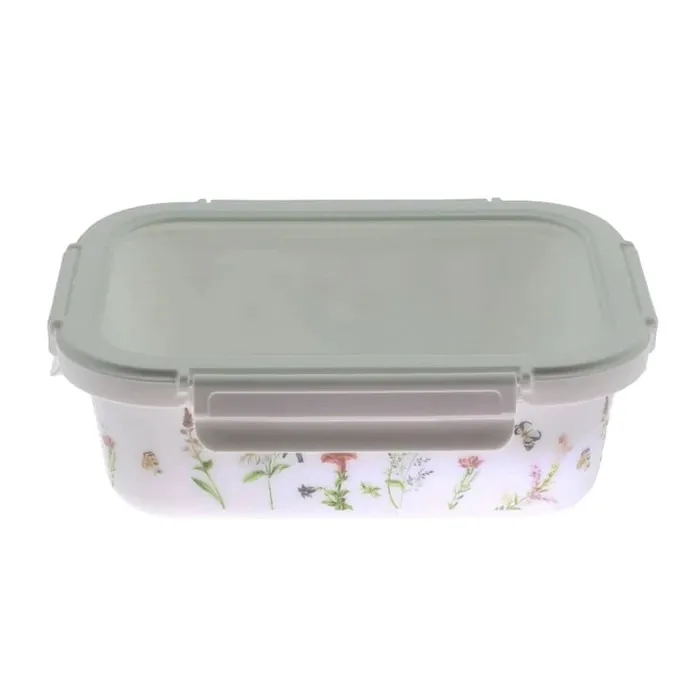 Caserola alimente, 0RC100-GL, sticla termica, dreptunghiulara, alb + multicolor, 1.04 L