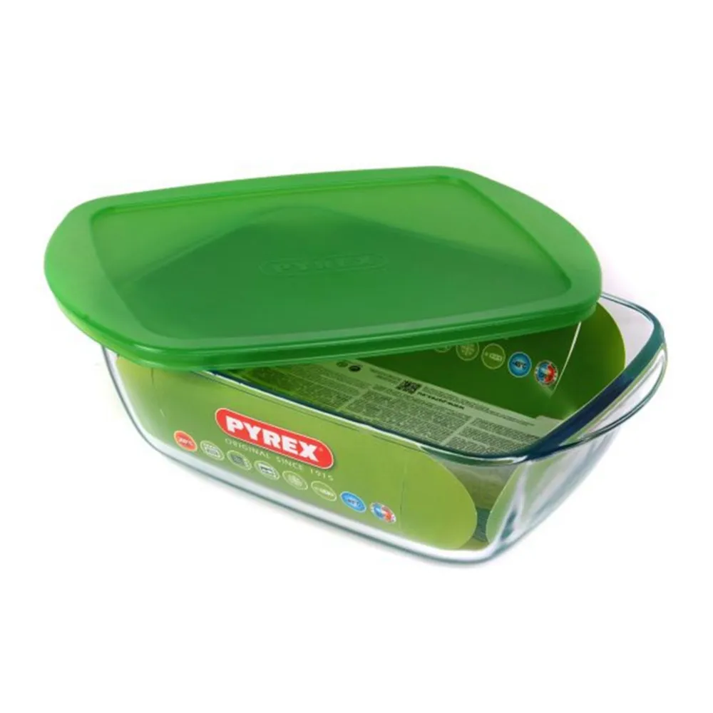 Caserola alimente, 212P000/6145, sticla termorezistenta, patrata, transparent, 2.2 L