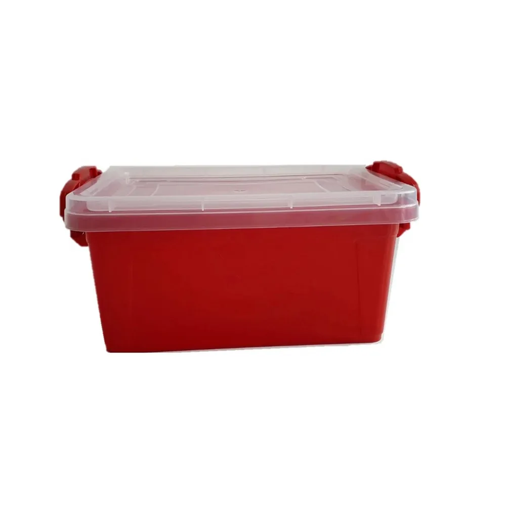 Caserola alimente, Criss, plastic, dreptunghiulara, rosu, 1 L, cu manere