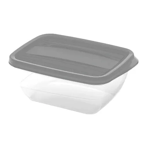 Caserola alimente, Curver Vedo, plastic, dreptunghiulara, transparent + gri, 0.75 L
