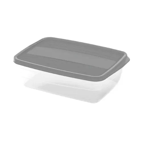 Caserola alimente, Curver Vedo, plastic, dreptunghiulara, transparent + gri, 1.75 L