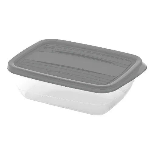 Caserola alimente, Curver Vedo, plastic, dreptunghiulara, transparent + gri, 1 L