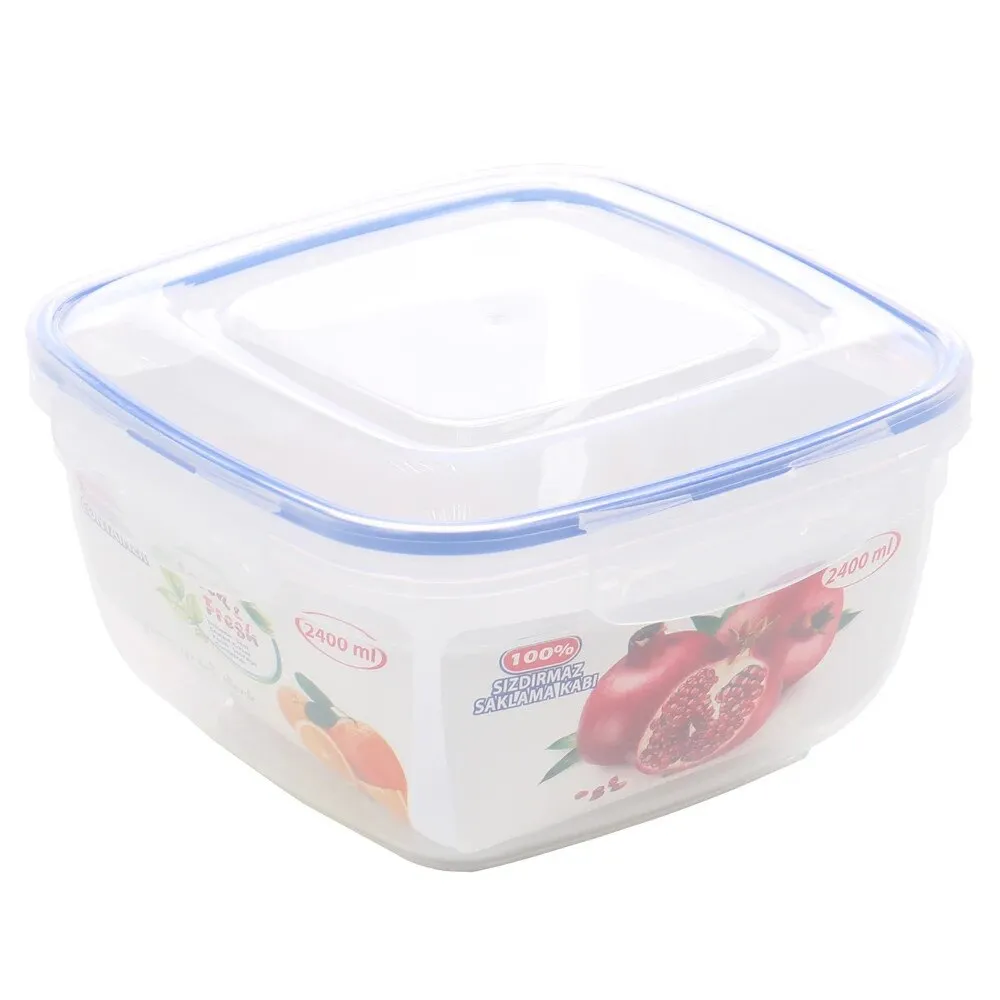Caserola alimente, Inaplast 30105, plastic, patrata, transparent, 2.4 L, cu capac etans