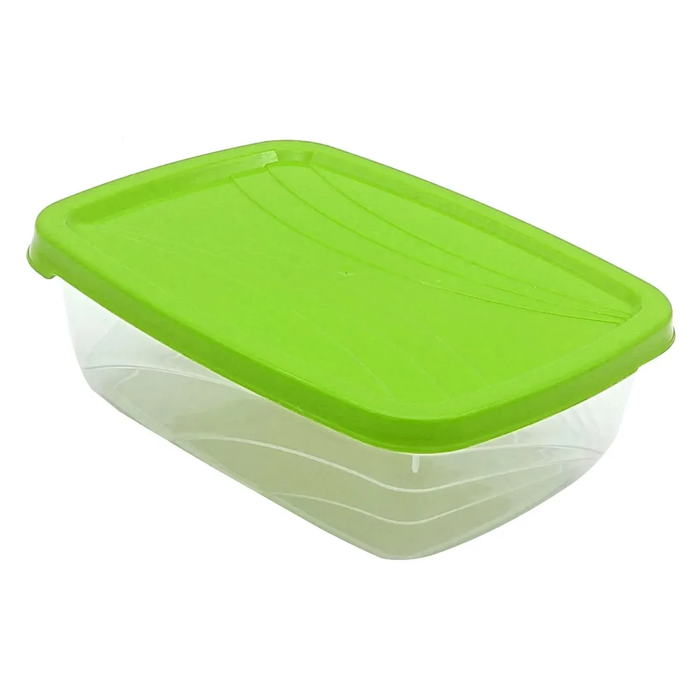 Caserola alimente, Luna, polipropilena, dreptunghiulara, transparent +verde, 1.5 L