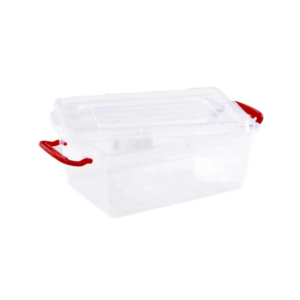 Caserola alimente, plastic, dreptunghiulara, transparent, 4 L, cu manere