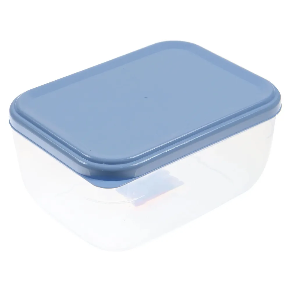 Caserola alimente, Plastina, plastic, dreptunghiulara, transparent + albastru, 1.5 L