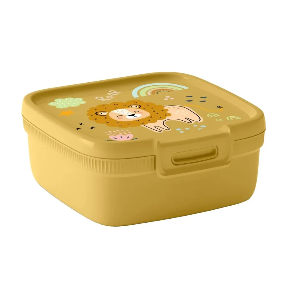 Caserola pentru alimente, Snap Box Wildlife, plastic, galben, 0.9 L