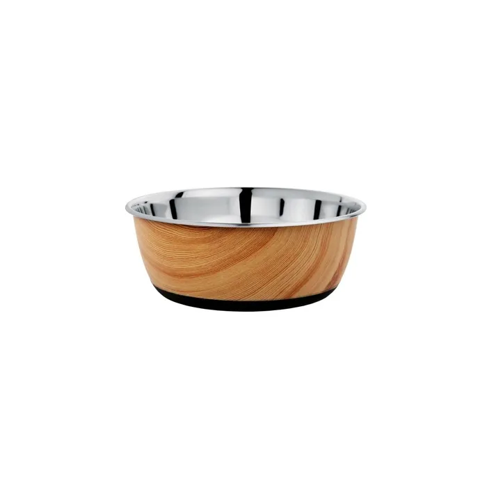 Castron caine talie mica / pisici, Agrobiothers, antiderapant, inox, argintiu + crem, 0.5 l
