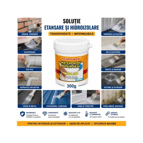 Cauciuc lichid transparent impermeabilizare si etansare 300 g HighPower — imaginea 2