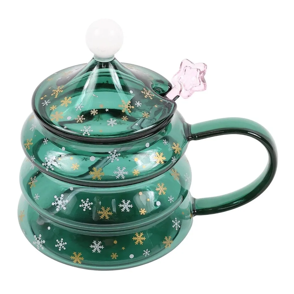 Ceainic Craciun, sticla, 3SM22-153, verde, 0.45 l