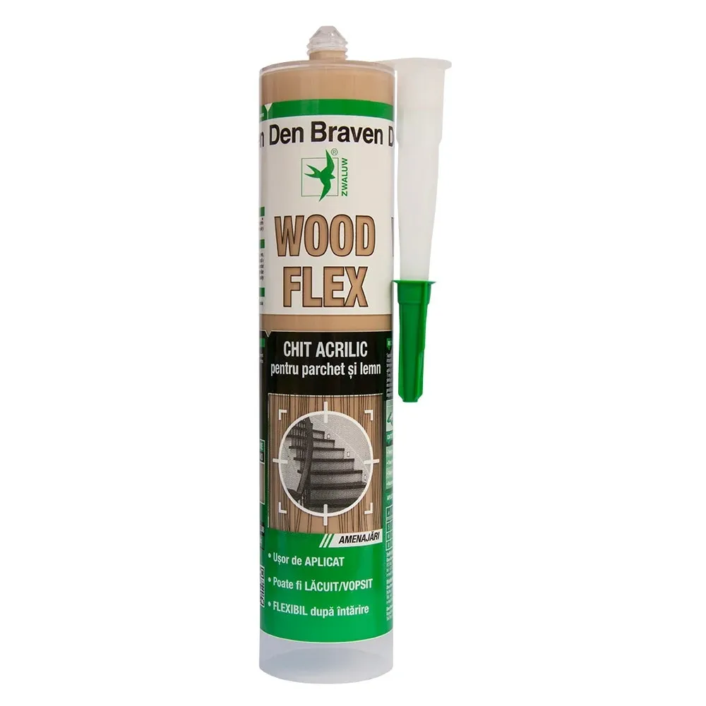 Chit acrilic pentru parchet si lemn, Den Braven Woodflex, fag, 280 ml