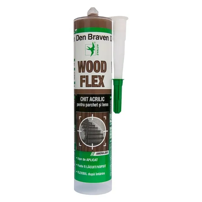 Chit acrilic pentru parchet si lemn, Den Braven Woodflex, mahon, 280 ml