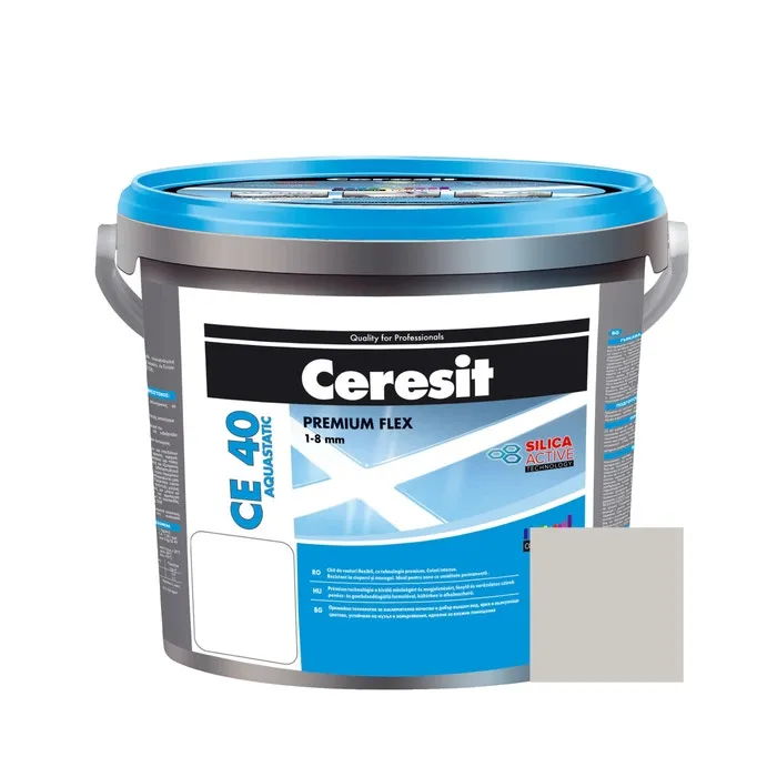 Chit de rosturi gresie si faianta Ceresit CE 40, gri Silver, interior / exterior, 5 kg