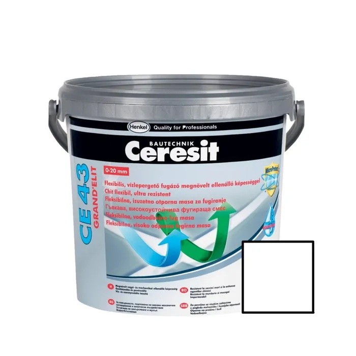 Chit de rosturi gresie si faianta Ceresit CE 43, alb 01, interior / exterior, 5 kg