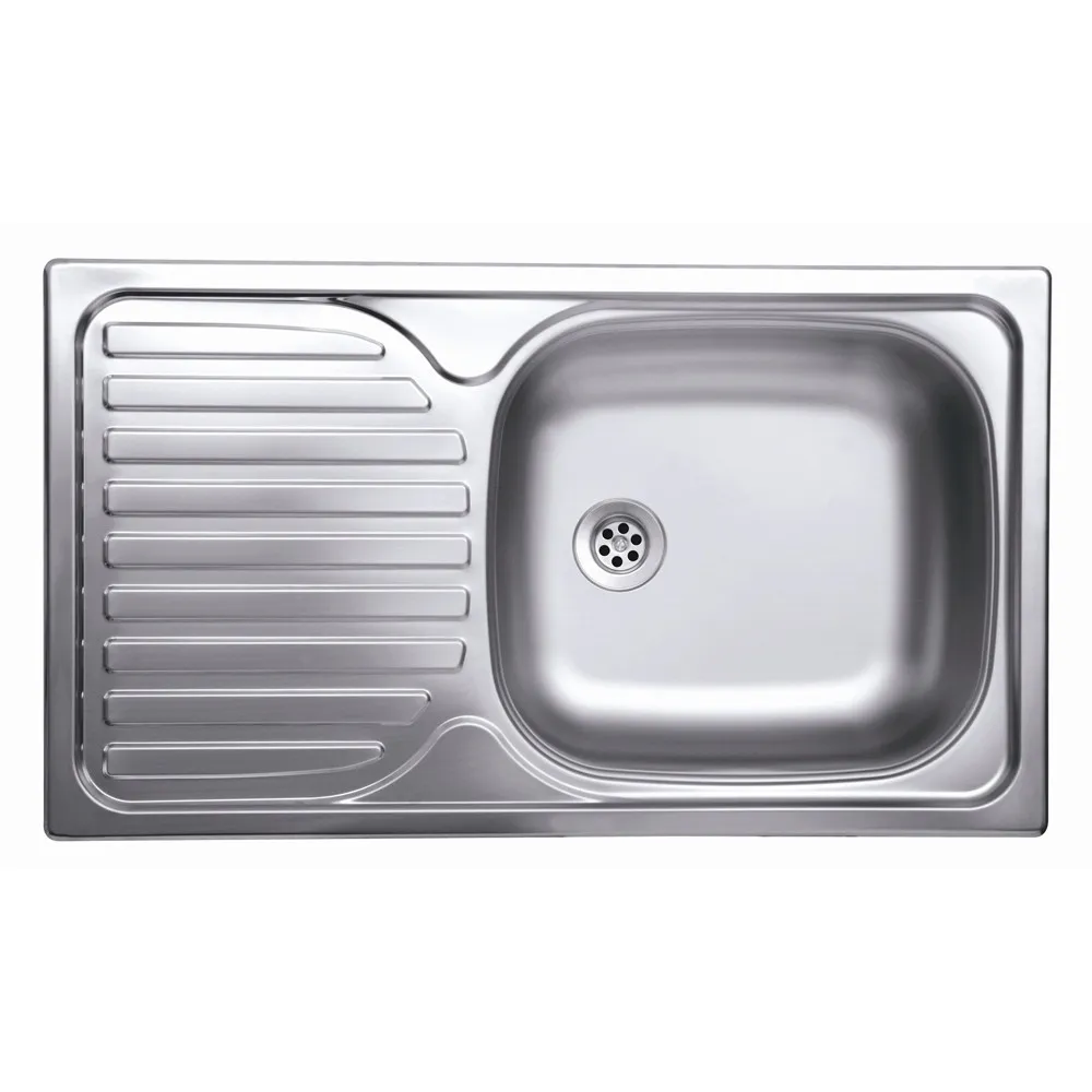Chiuveta bucatarie inox satinat Doruq 1653 D, dreptunghiulara, cuva pe dreapta, 76 x 44 cm, adancime cuva 15 cm
