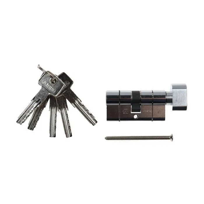 Cilindru siguranta KD6 83877 Abus, nichelat, cu buton, 5 chei, 30 x 30 mm