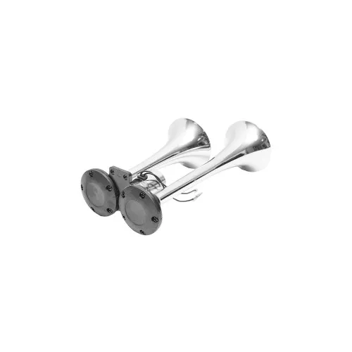Claxon 2 trompete 12/24V pentru compresor aer auto crom-negru — imaginea 3