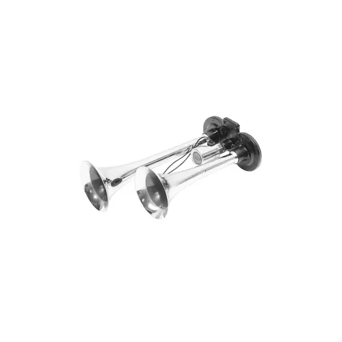 Claxon 2 trompete 12/24V pentru compresor aer auto crom-negru — imaginea 2
