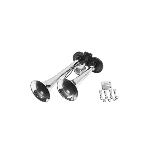 Claxon 2 trompete 12/24V pentru compresor aer auto crom-negru