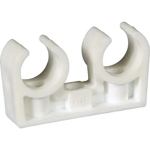 Clema suport dubla din PPR alb 25-27 mm 10 bucati