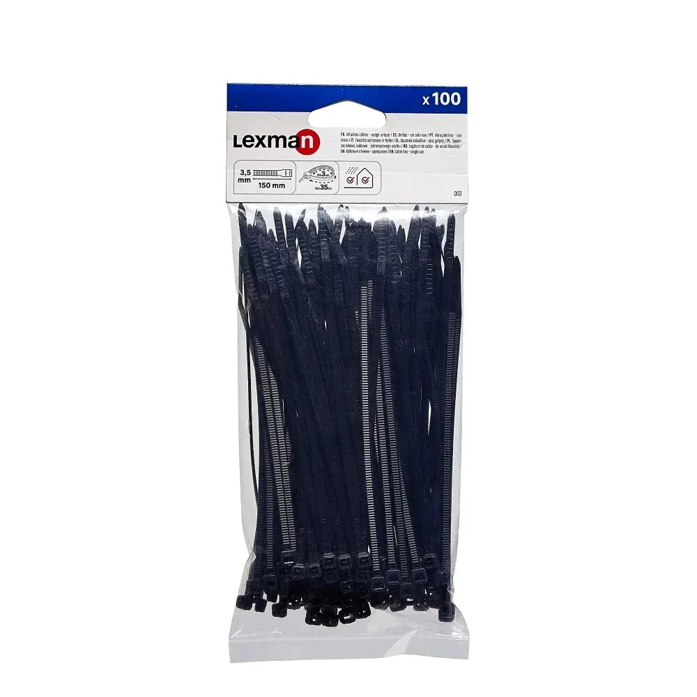 Colier 150 x 3.5 mm, negru, (set 100 buc)