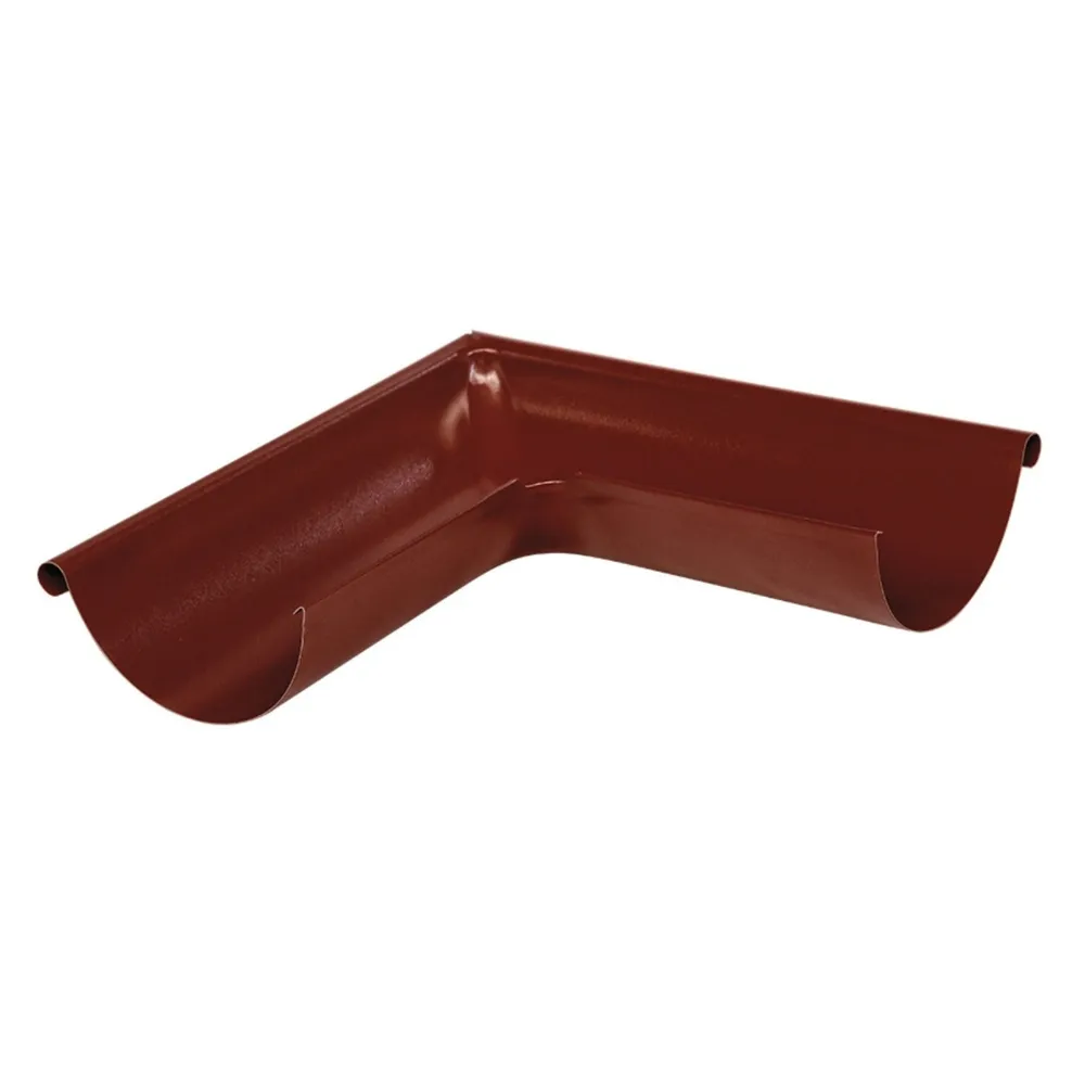 Coltar jgheab pentru sistem pluvial, exterior Baudeman, 90 grade, metalic, rosu inchis (RAL 3009), lucios, D 125 mm