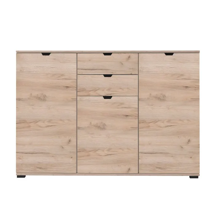 Comoda dormitor Duero 3K2F, cu 3 usi + 2 sertare, stejar gri, 135 x 95 x 40 cm, 2C