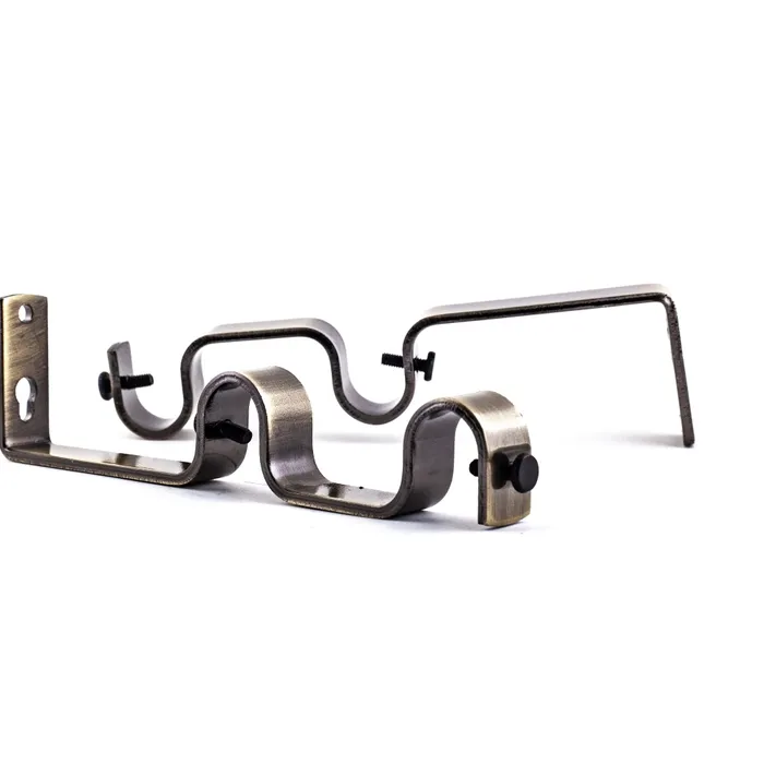 Consola galerie, dubla, metal, 16 mm, auriu antic, 2 buc / set