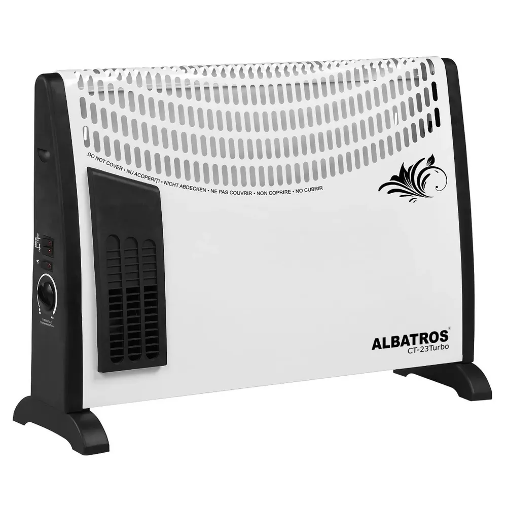 Convector electric Albatros CT-23 Turbo, 2000 W, 3 trepte, 583 x 110 x 375 mm, termostat, turbo, protectie supraincalzire, alb