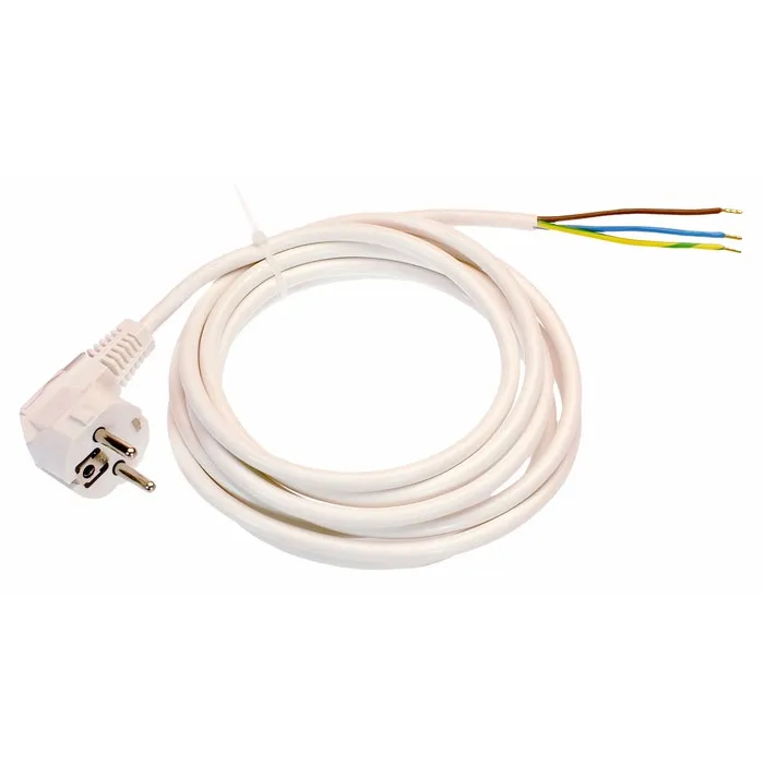 Cordon cu fisa, 2 m, H05VV-F 3 x 1.5 mmp, alb
