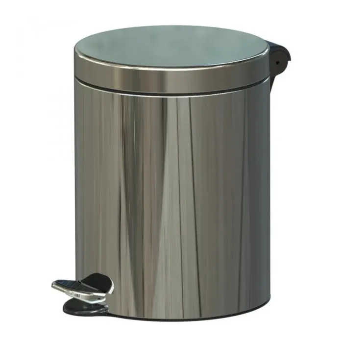 Cos de gunoi cu pedala si capac batant, Studio Casa din inox, forma cilindrica, 30L