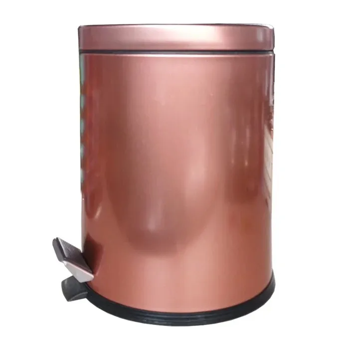 Cos de gunoi cu pedala si capac batant, Studio Casa forma cilindrica, cupru, 4 L