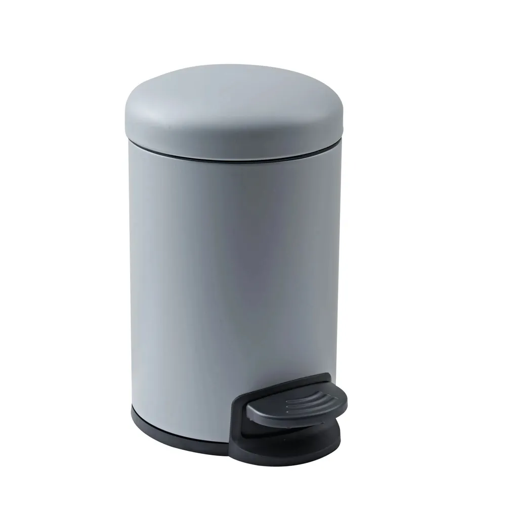Cos de gunoi Easy, pentru baie, 3 L, cu pedala, forma rotunda, otel, gri