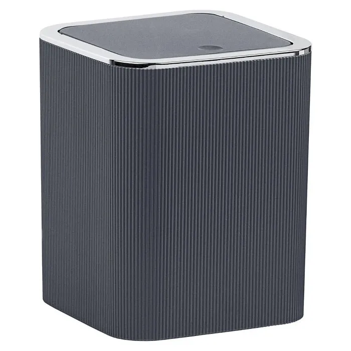 Cos de gunoi, Okyanus Home Diva OKY-500-1, plastic, forma dreptunghiulara, antracit + cromat, 5 L