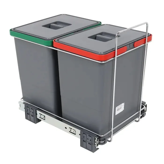 Cos de gunoi pentru colectare selectiva, forma dreptunghiulara, gri, 2 x 18 L