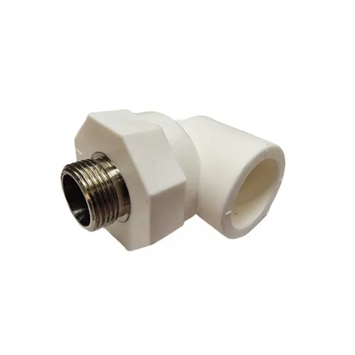 Cot PPR alb 90° cu filet metalic exterior 25x3/4”