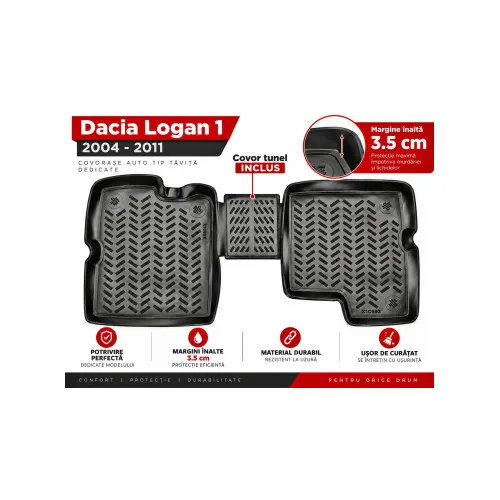 Covoare cauciuc tavita compatibile Dacia Logan I 2004-2012 — imaginea 2