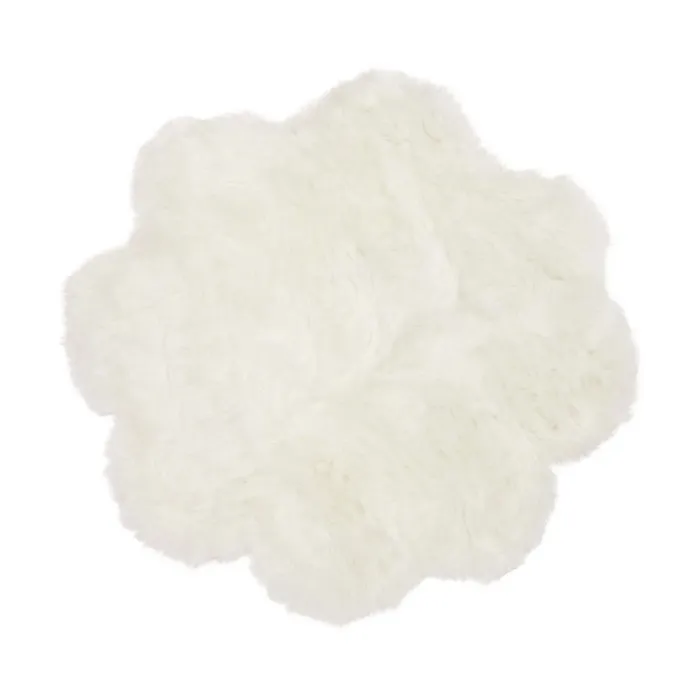 Covor camera copii Chip Flower 13, 90 cm, poliester, alb, asimetric