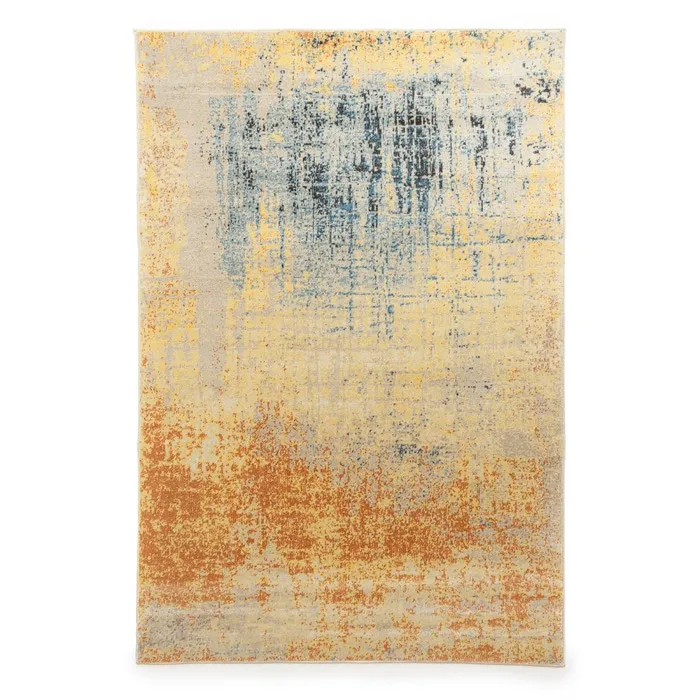 Covor living / dormitor Carpeta Delta 1142-1-43922, 200 x 300 cm, polipropilena, ocru + bej + albastru, dreptunghiular