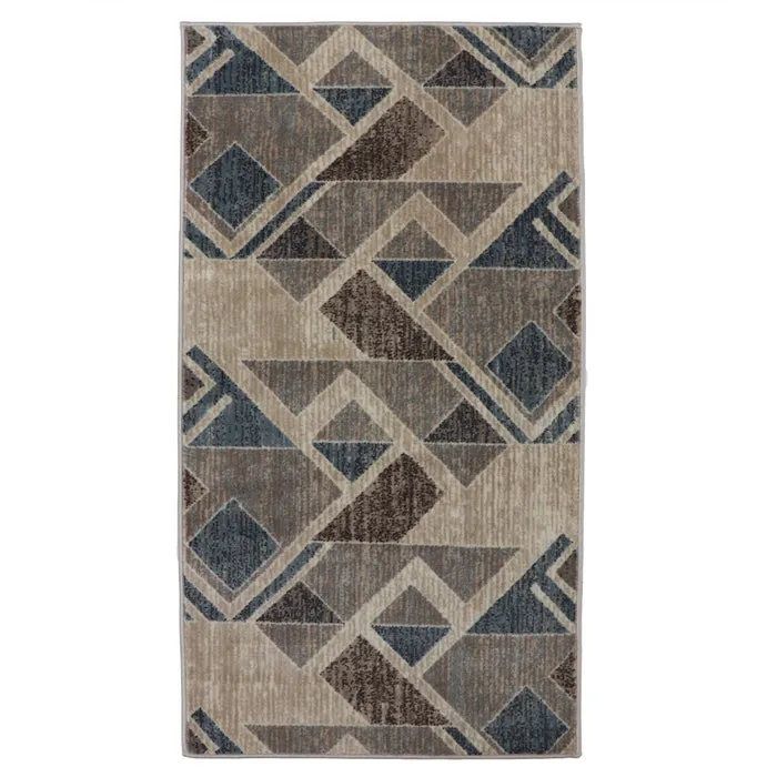 Covor living / dormitor Carpeta Delta 87631-43255, 120 x 170 cm, polipropilena heat-set, bej + gri + albastru + maro, dreptunghiular