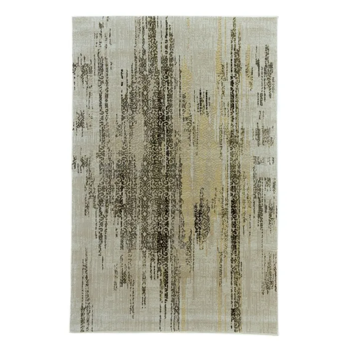 Covor living / dormitor Carpeta Geo 49731-43211, 160 x 230 cm, polipropilena heat-set + poliester acrilic, gri + crem, dreptunghiular