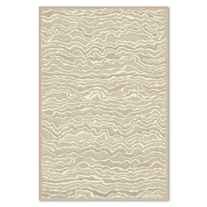 Covor living / dormitor Carpeta Matrix 18591-18455, 60 x 110 cm, polipropilena frise, bej + crem, dreptunghiular