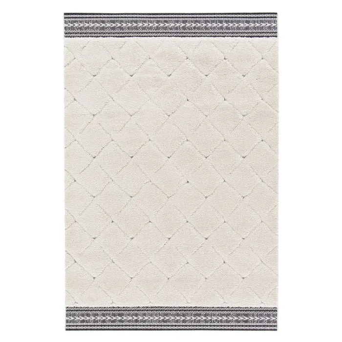 Covor living / dormitor Fara 65216-969, 120 x 170 cm, polipropilena, alb, dreptunghiular