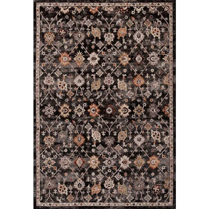 Covor living / dormitor Oriental Weavers Abydos B 0002/UJ5, 240 x 340 cm, poliester, negru + crem + portocaliu, dreptunghiular